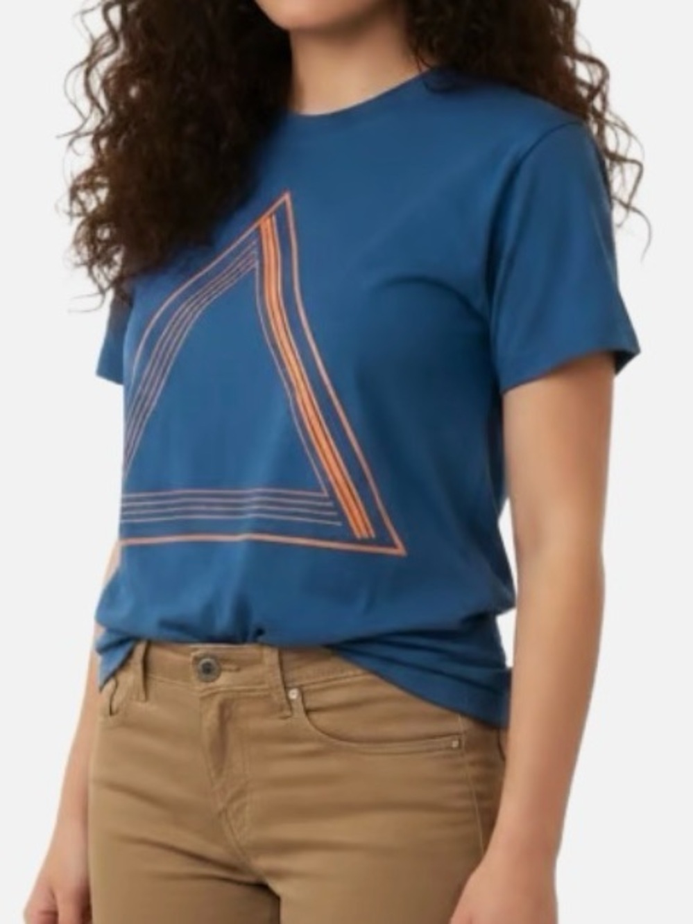 Paul Smith Men’s Blue Short-Sleeve Tee with Orange Triangle Graphic